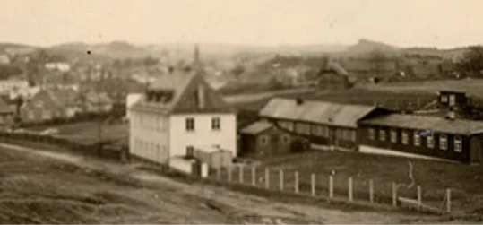 Bild schwarz/weiß Firmengebäude von 1948